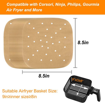 Perforated 8.5 Inch Air Fryer Parchment Paper Liners, 200Pcs