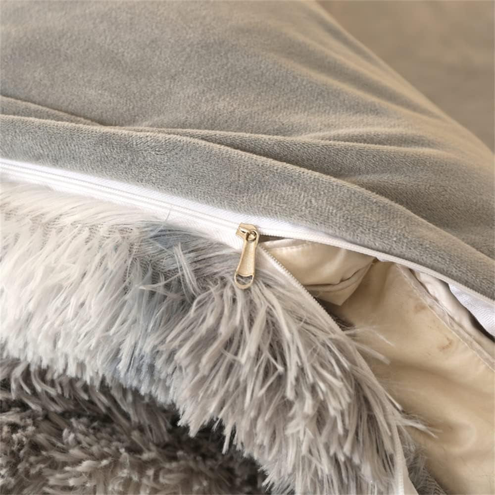 Shaggy Fluffy Duvet Cover Set Full Size Ultra Soft Faux Fur Plush Comforter Cover Set Luxurious Fuzzy Bedding Set 3Pcs (1Duvet Cover + 2Pillow Shams) with Zipper Closure (Gray White Tie Dye)