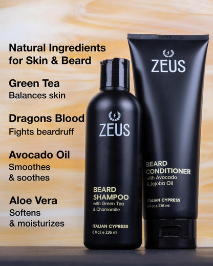 Beard Wash Set for Men, Beard Shampoo & Conditioner (Sandalwood)